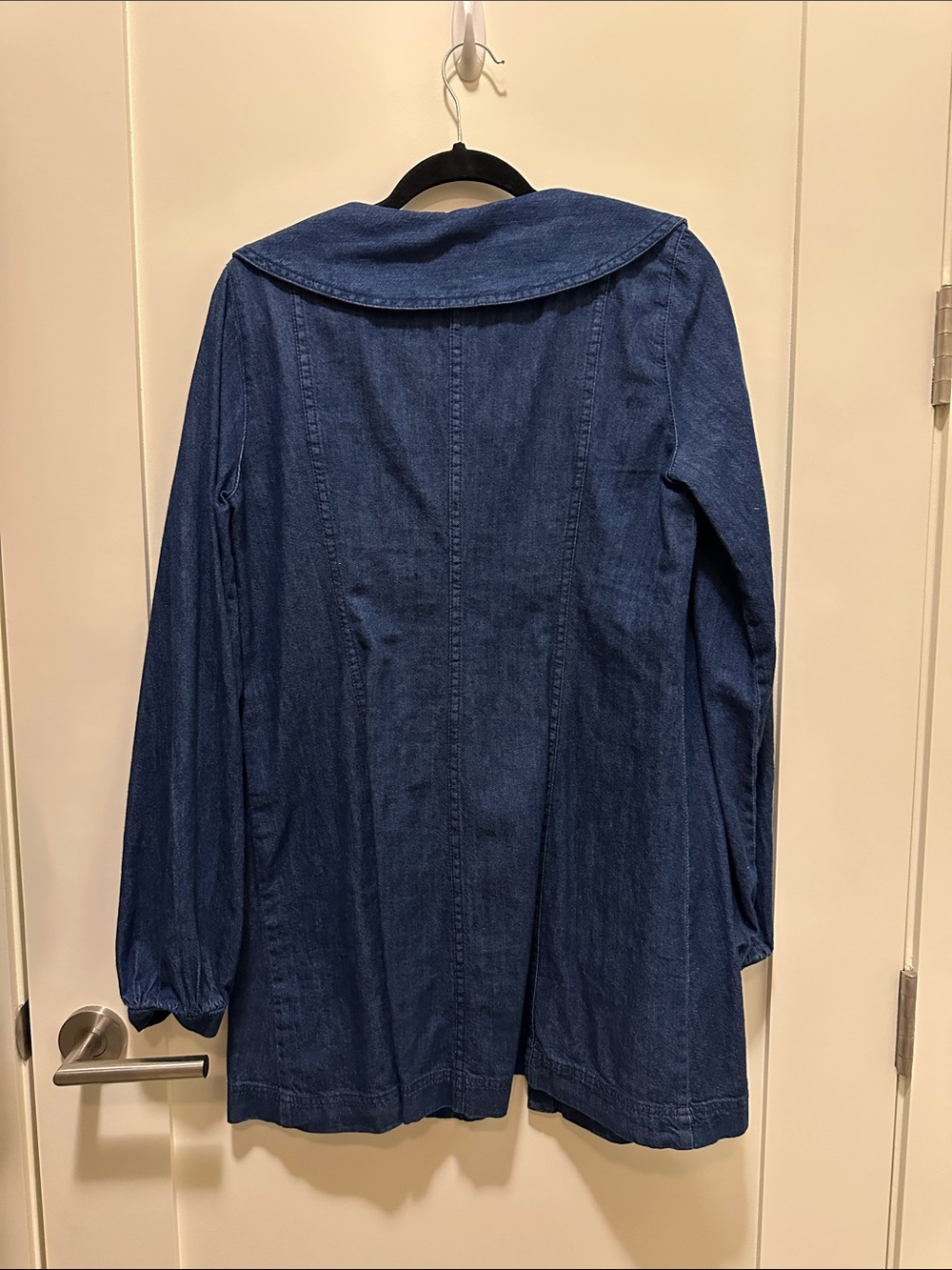 Zara Navy Blue Denim Dress with Wide Peter Pan Collar - Picture 3 of 3
